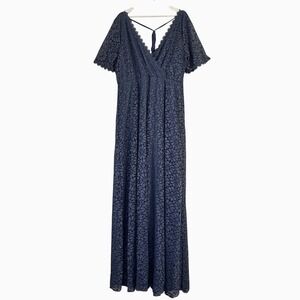 Baltic Born Womens Blue Romantic Floral Lace Maxi Dress Plus Size XXXL Cottage